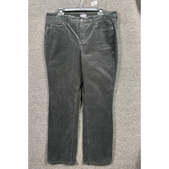 NYDJ Marilyn Straight Corduroy Pants Women's Size 12 Black Mid Rise Stretch - Picture 1 of 10